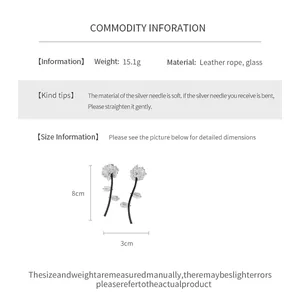 Detailed technical specifications and size information for glass floral tassel earrings