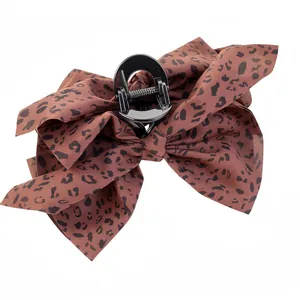 Leopardenmuster Schleife Haarklammer Retro Acryl Stoff Bananenclip Für Damen Mode Pendler Leopard Schleife Haarspange Zubehör