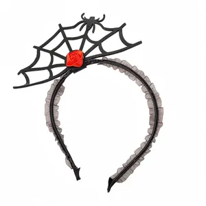 Gothic Halloween Spinnennetz Stirnband Mit Strass Spinne Rose Schwarz Dunklen Stil Kopfschmuck Accessoire Für Damen Lurex Haarband