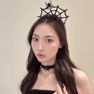 Gotisches Halloween Spinnennetz Stirnband und Choker Set für Damen Kostüm Zubehör