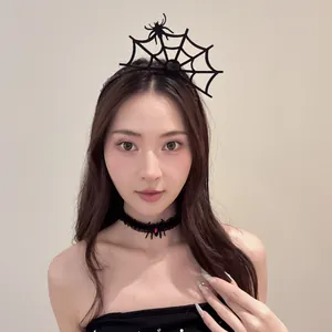 Halloween Spinnennetz Haarreif und Spitzen-Choker-Set für Damen Kostüm