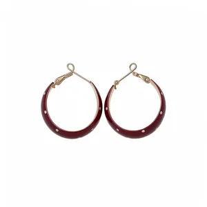 Vintage Polka Dot Enamel Round Hoop Earrings For Women Luxury Elegant French Style Drip Oil Earrings With 925 Sterling Silver Post