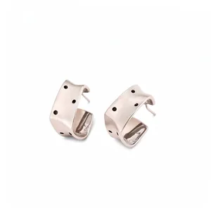 Square Polka Dot Brushed Stud Earrings High-End Niche Design Copper Earrings With Silver Earring Post Jewelry For Women