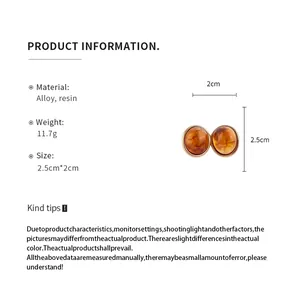 Retro resin oval stud earrings specifications: alloy material, 11.7g weight, 2.5cmx2cm size