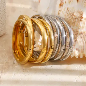 Minimalistischer Edelstahl Armreif Für Damen Herren 18K Vergoldet Geometrische Glatte Oberfläche Polierter Armreif Täglicher Schmuck Geschenk
