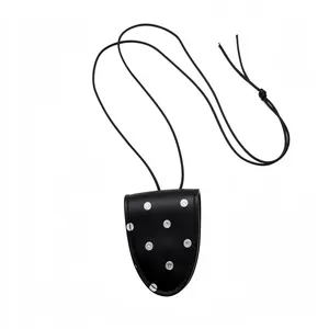 Collier Porte-Lunettes en Cuir PU Vintage Français Pois Léopard Chaîne de Pull Mode Commuter pour Femmes Accessoire Bijoux