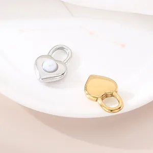 Ciondolo Lucchetto a Cuore in Acciaio Inossidabile Vintage Con Perla Artificiale Ciondolo a Cuore Oro Argento