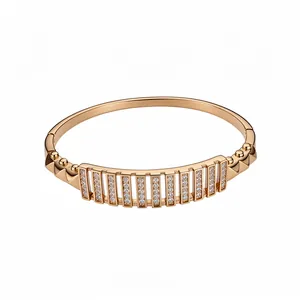 Bracciale Rettangolare Vuoto in Oro 18K Placcato con Zirconia per Donna Lusso Design di Nicchia Gioielli alla Moda Geometrici
