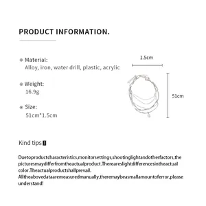 Produktdetails mit Größe und Material für die unregelmäßige Perlenkette mit Quasten