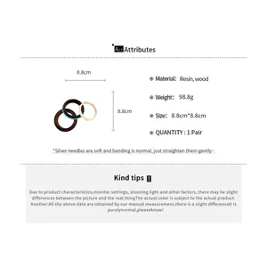 Detailed specifications and size chart for the vintage resin and wood bracelet set