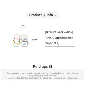 Graphique détaillé montrant la longueur de 22,5 cm et les matériaux des 10 bracelets.