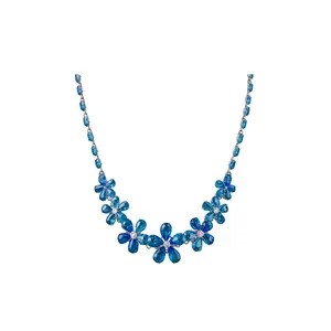Elegant Flower Zirconia Necklace Earrings Jewelry Set Copper Clavicle Chain Floral Banquet Party Jewelry For Women