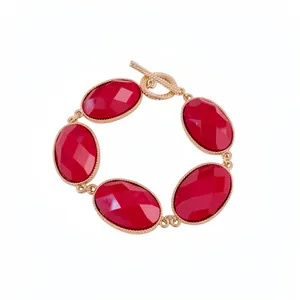 Vintage Hars Ovale Schakelarmband Voor Dames Goud Verguld Legering Geometrisch Kapittelsluiting Franse Stijl Sieraden