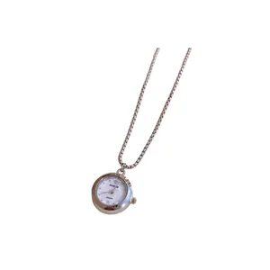 Collana con Ciondolo per Orologio da Taschino in Rame Argentato per Donna Elegante Design Geometrico a Cuore Stella Tondo Regalo Gioielli