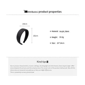 Specification details for the black polka dot fabric headband for women accessories