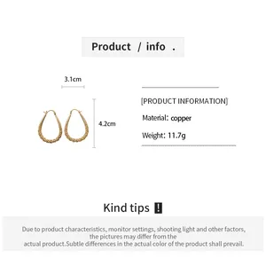 Detailed specifications showing dimensions and weight for gold waterdrop hoop earrings
