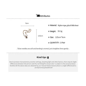 Technical specifications of the cute plush bear pendant necklace and size info