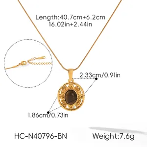 Detailed dimension and weight specifications for the vintage sunburst natural stone necklace