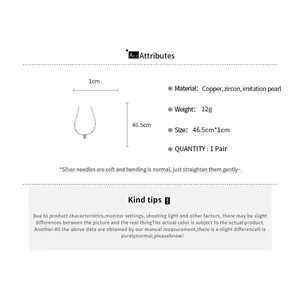 Detailed product specifications for zircon pearl necklace with 46.5cm length and copper base