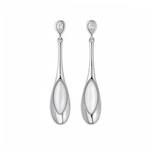 Koreanischer Stil Silber Ohrringpfosten Katzenauge Stein Anhänger Ohrstecker Für Damen Minimalistische Legierung Künstliche Perle Ohrringe