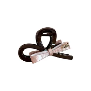 Pince à Cheveux Nœud en Acrylique Style Coréen Épingle à Cheveux Élégante Café Rose pour Femme Accessoires de Coiffure