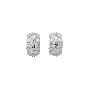 Shiny Crystal C-Shaped Stud Earrings For Women Rhinestone Inlaid Geometric Steel Post Earrings Light Luxury Versatile Jewelry Gift