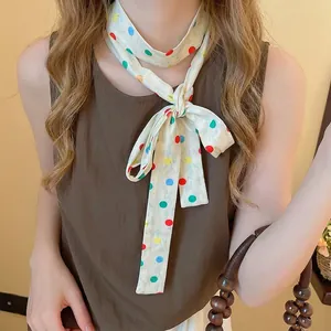 Modischer bunter gepunkteter Schal aus seidenähnlichem Polyester für Damen