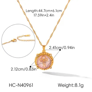 Detailed measurements of the elegant gold bow pendant necklace with pink enamel inlay