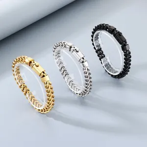 Men's stylish stainless steel keel chain bracelets in gold, silver, and black finishes