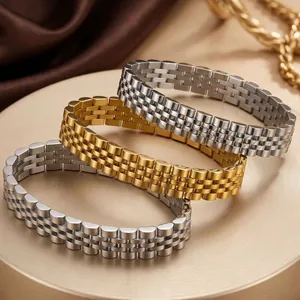 Bracciale in Stile Cinturino da Orologio in Acciaio Inossidabile per Uomo Donna Lusso Impermeabile Catena Jubilee Moda