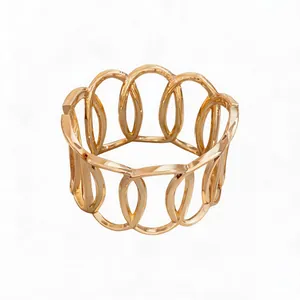 Fashion Alloy Hollow Oval Open Bracelet For Women Gold Silver Plated Personalized Minimalist Adjustable Cuff Bangle Jewelry Gift