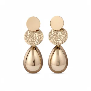 Orecchini a Goccia d'Acqua con Tessitura a Pieghe in Ferro Galvanizzato Stile Europeo e Americano Con Perno in Argento Sterling 925 Orecchini Geometrici in Metallo Gioielli Donna