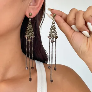 Vintage Metalen Holle Bloem Kwastje Oorknopjes Met Zilveren Oorsteker Retro Legering Hangende Oorbellen Voor Vrouwen Sieraden Cadeau