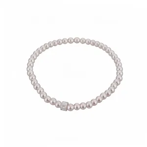 Elegant Kunstparel Kralen Armband Voor Dames Minimalistische Luxe Sieraden Met Zirconia Centraal Stuk Veelzijdige Mode Accessoire