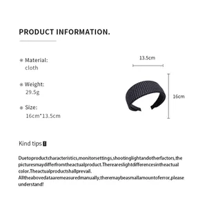 Spécifications détaillées du produit et dimensions du bandeau en tissu à pois
