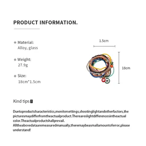 Detailansicht des böhmischen mehrlagigen Perlenarmband-Sets mit Evil Eye Anhänger