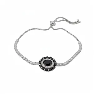 French Light Luxury Zirconia Oval Pendant Bracelet For Women Elegant Adjustable Copper Bracelet With Rhinestone Accents Fashion Jewelry Gift