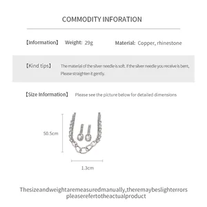 Detailansicht mit Abmessungen des Strass-Oval-Anhänger-Halsketten- und Ohrring-Sets