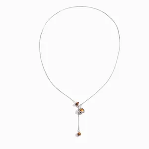 Elegante Halskette aus Edelstahl mit Hexagramm und Vintage Tigerauge Perlen für Damen