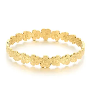 Elegante 18k vergulde roestvrijstalen armband met bloemenpatroon voor moderne dames