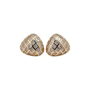 18K Verguld Koper Zirconia Driehoek Oorknopjes Voor Vrouwen Elegant Geometrisch Lichte Luxe Klein Niche Ontwerp Sieraden