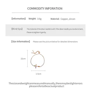 Tableau des tailles détaillé indiquant le poids de 3,6g et le cuivre du bracelet croix.