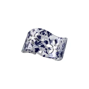 Acryl Hohl Blume Offener Armreif Wellenkante Marmor Textur Nischendesign Armband Modeschmuck Für Damen