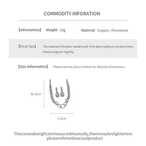 Detail-Infografik für Strass-Schmuckset mit Maßen der Halskette (50,5 cm) und Ohrringen.