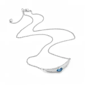 Collana con Pendente Rotondo in Zirconia Retrò Minimalista per Donna Tono Argento Rame Pietra Blu Geometrica Lusso Leggero Gioielli