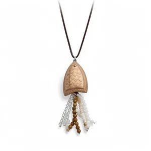 Vintage Ethnic Style Wood Animal Pendant Necklace Leather Rope Shell Tassel Long Sweater Chain For Women Jewelry Gift