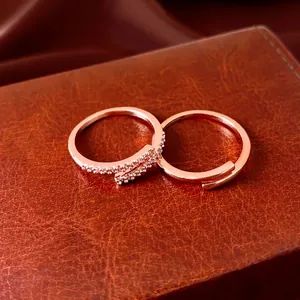 Minimalistische Koperen Zirconia Open Ring Voor Vrouwen Verstelbare Geometrische Roségoud Vergulde Vingerring Klein Design Sieraden