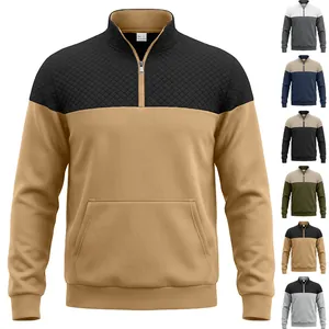 Herren Sweatshirt mit Viertelreißverschluss und Rautensteppmuster
