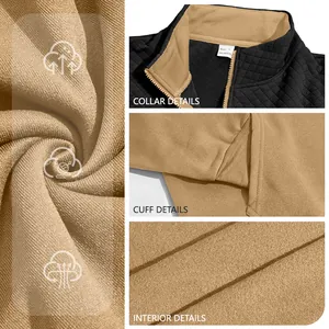 Detailansichten der Waffelstruktur, des Kragens und der Manschetten eines Herren-Sweatshirts.