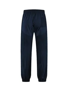 Vista trasera de pantalones casuales ligeros para hombre azul marino con puños elásticos